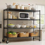 Étagère métallique robuste Acekool à 4 niveaux avec roulettes verrouillables, étagères réglables pour cuisine, garage, cellier, capacité de 1134 kg