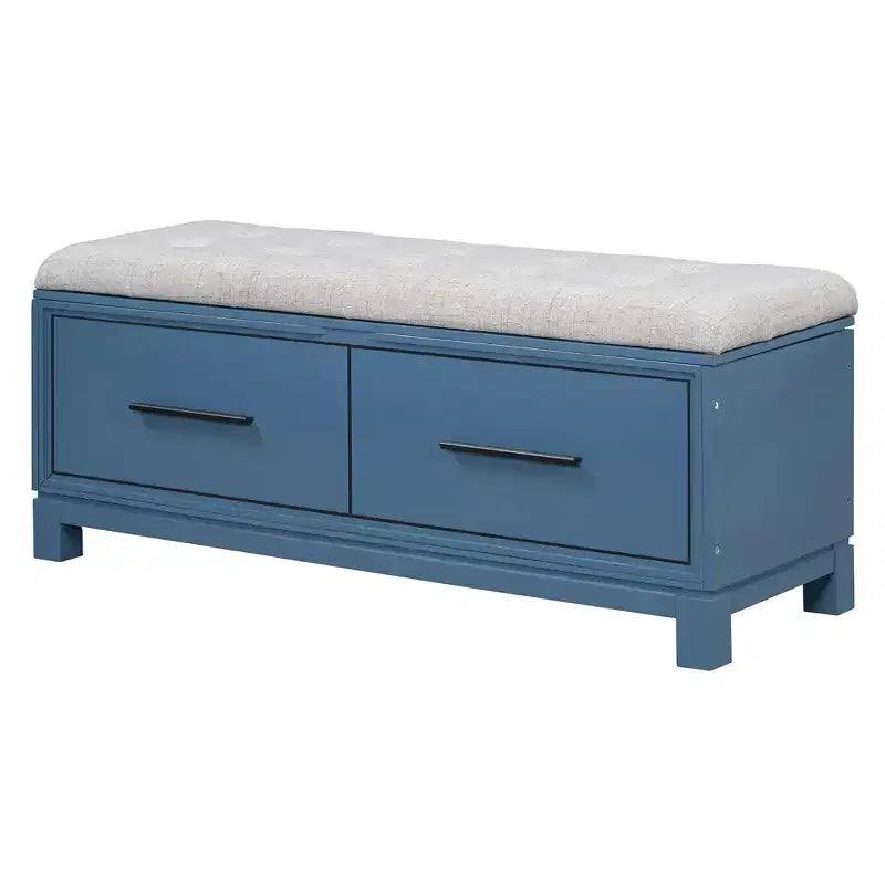 TUYOHW Shoe Bench with Removable Cushion, Entryway Bench with Hidden Storage for Living Room, Entryway and Hallways, Navy