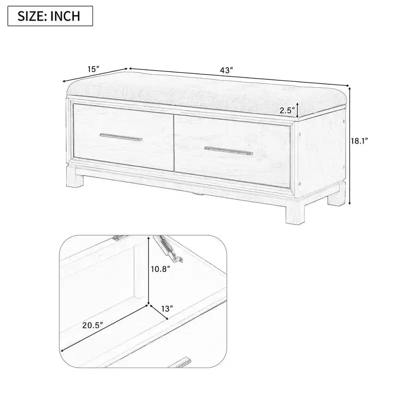 TUYOHW Shoe Bench with Removable Cushion, Entryway Bench with Hidden Storage for Living Room, Entryway and Hallways, Navy