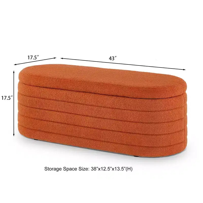 TUYOHW Modern Storage Ottoman Bench, Upholstered Bed Bench with Storage, Bed Stool with Safety Hinge for Bedroom, Orange