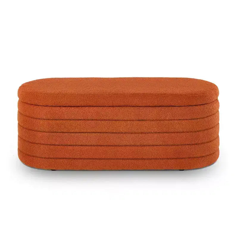 TUYOHW Modern Storage Ottoman Bench, Upholstered Bed Bench with Storage, Bed Stool with Safety Hinge for Bedroom, Orange