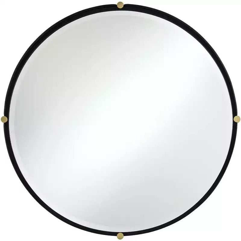 Uttermost Ronson 34 Gold and Matte Black Round Wall Mirror