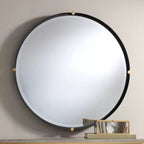 Miroir Mural Rond Uttermost Ronson 34 Doré et Noir Mat