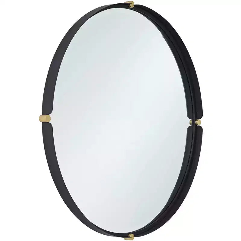 Miroir Mural Rond Uttermost Ronson 34 Doré et Noir Mat