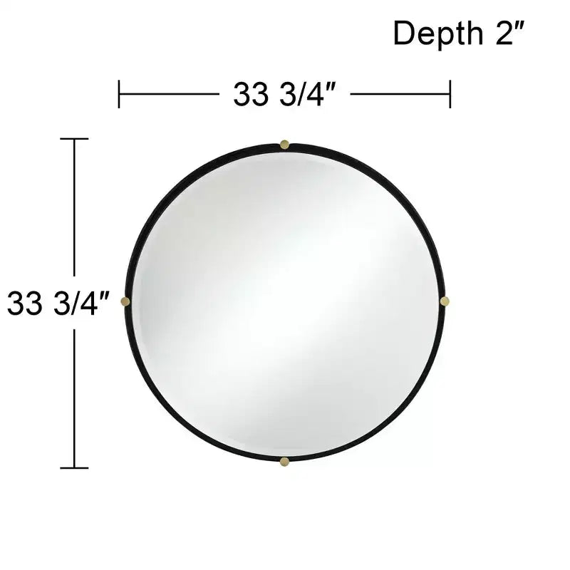 Miroir Mural Rond Uttermost Ronson 34 Doré et Noir Mat