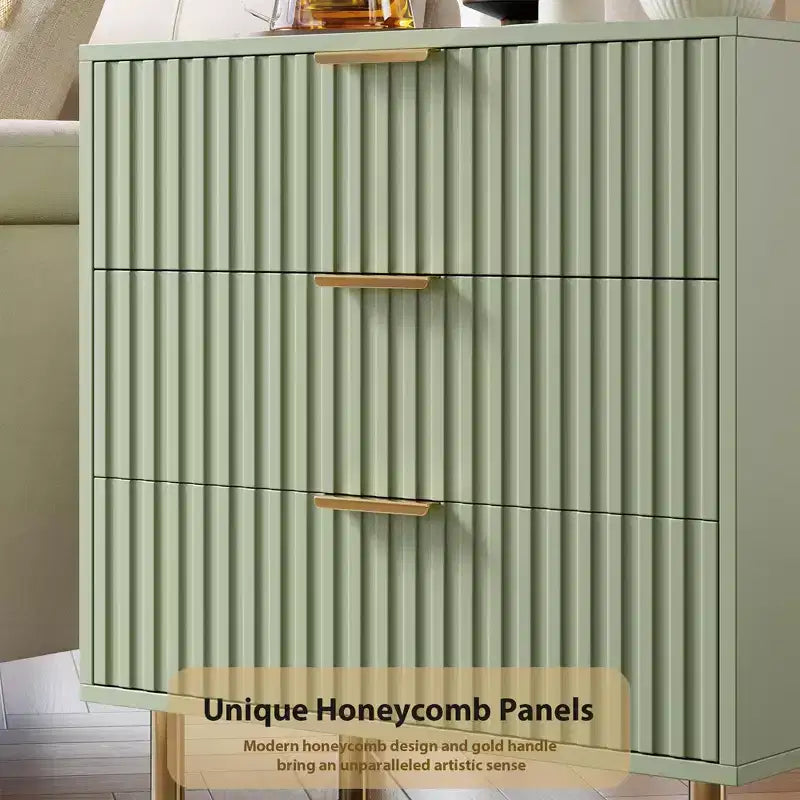Commode à 3 tiroirs pour chambre à coucher, table de chevet moderne cannelée avec tiroirs profonds, organisateur en bois multifonctionnel pour salon, couloir et chambre d'enfant.