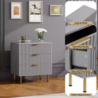 Commode à 3 tiroirs pour chambre à coucher, table de chevet moderne cannelée avec tiroirs profonds, organisateur en bois multifonctionnel pour salon, couloir et chambre d'enfant.