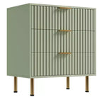 Commode à 3 tiroirs pour chambre à coucher, table de chevet moderne cannelée avec tiroirs profonds, organisateur en bois multifonctionnel pour salon, couloir et chambre d'enfant.