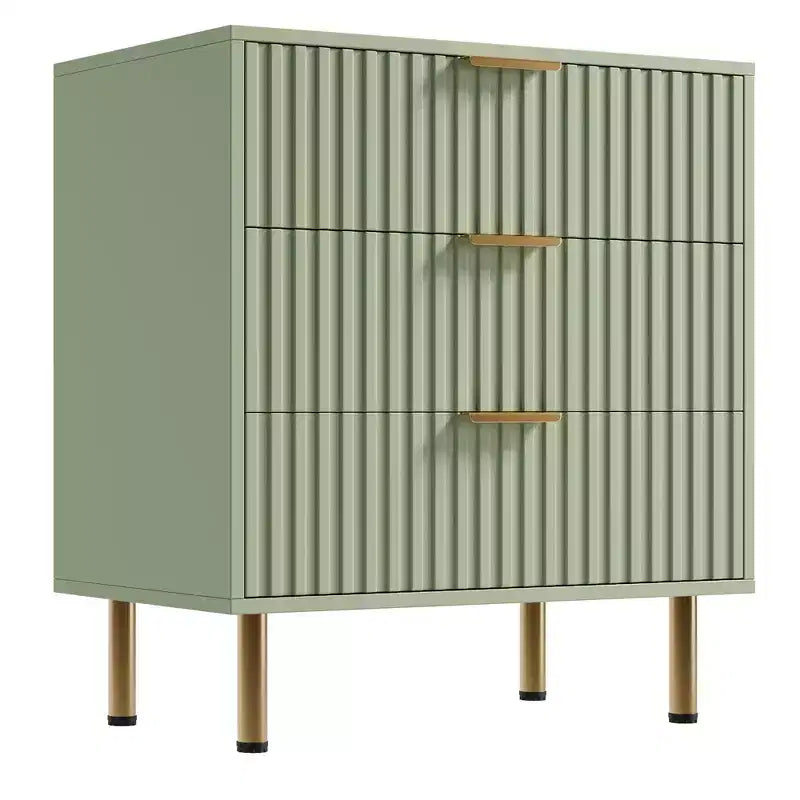 Commode à 3 tiroirs pour chambre à coucher, table de chevet moderne cannelée avec tiroirs profonds, organisateur en bois multifonctionnel pour salon, couloir et chambre d'enfant.