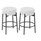 4 Piece Set 24 Inch Swivel Bar Stools With Teddy Fleece Seat Black