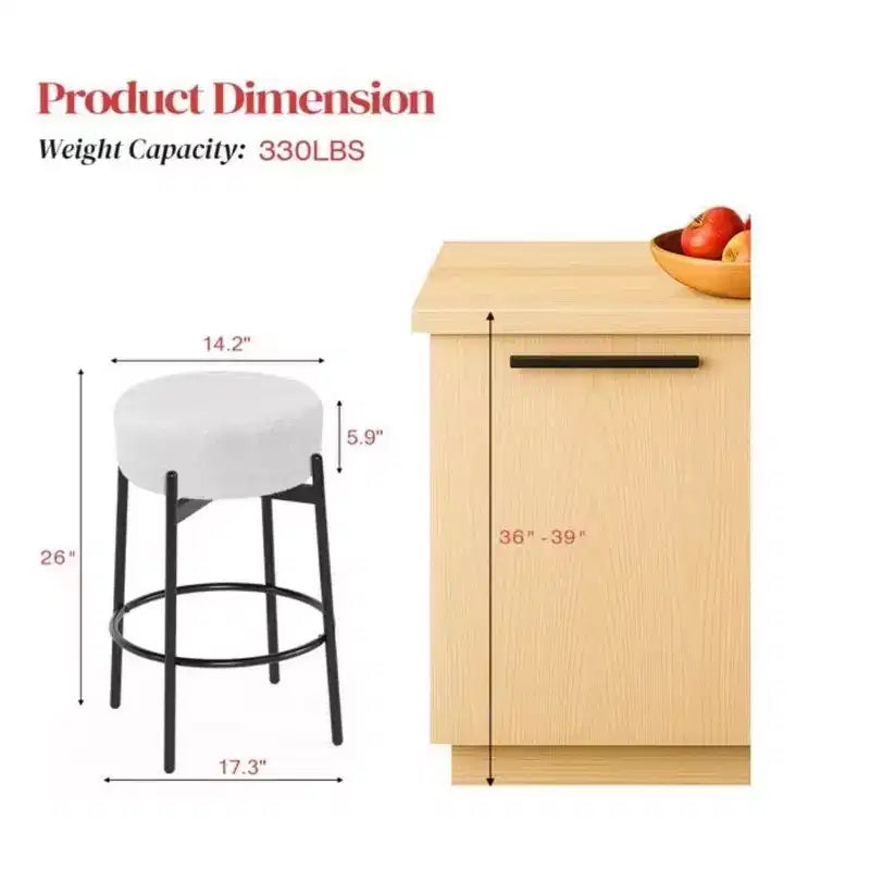 Lot de 4 tabourets de bar pivotants de 61 cm avec assise en tissu polaire Teddy, noir