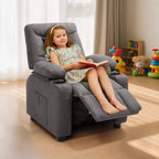 Fauteuil inclinable pour enfants VEVOR, fauteuil inclinable pour tout-petits avec porte-gobelets et poches, dossier réglable de 107 à 126°, tissu polyester respirant, gris