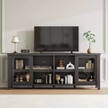 TV Stand for 65 Inch, Style Entertainment Center with Storage Cabinet and 4 Sliding Glass Doors, Modern TV Console Table for Living Room, Bedroom