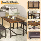 Ensemble de salle à manger 3 pièces pour 4 personnes, table de cuisine de 112 cm avec 2 bancs, ensemble de table de cuisine rectangulaire en bois, table de petit-déjeuner peu encombrante, noir
