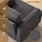 Fauteuil d'appoint moderne surdimensionné Acekool, fauteuil rembourré en lin avec coussin épais, fauteuil confortable de style Mid-Century pour salon et chambre à coucher, gris