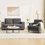 Fauteuil d'appoint moderne surdimensionné Acekool, fauteuil rembourré en lin avec coussin épais, fauteuil confortable de style Mid-Century pour salon et chambre à coucher, gris