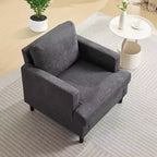 Fauteuil d'appoint moderne surdimensionné Acekool, fauteuil rembourré en lin avec coussin épais, fauteuil confortable de style Mid-Century pour salon et chambre à coucher, gris