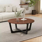 Lot de 2 tables basses, table basse ronde, table d'appoint, table d'appoint, table d'appoint pour canapé, marron et noir - ModernLuxe