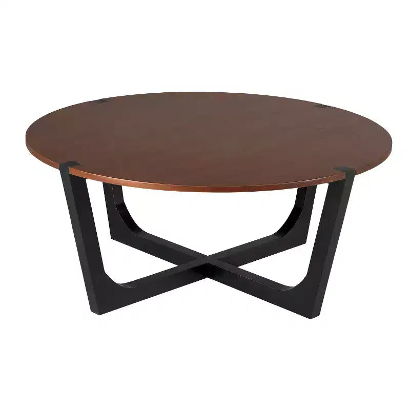 Lot de 2 tables basses, table basse ronde, table d'appoint, table d'appoint, table d'appoint pour canapé, marron et noir - ModernLuxe