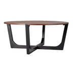 Lot de 2 tables basses, table basse ronde, table d'appoint, table d'appoint, table d'appoint pour canapé, marron et noir - ModernLuxe