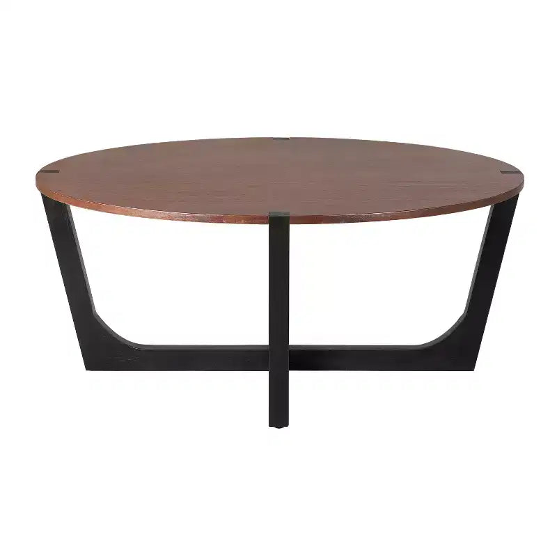 Lot de 2 tables basses, table basse ronde, table d'appoint, table d'appoint, table d'appoint pour canapé, marron et noir - ModernLuxe