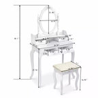 White Density Plate Painted Four Drawers Single Mirror European Dressing Table Set