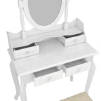 Coiffeuse européenne blanche laquée avec quatre tiroirs et miroir simple