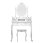 Coiffeuse européenne blanche laquée avec quatre tiroirs et miroir simple