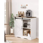 Meuble bar à café VEVOR, armoire de bar à café de style rustique de 80 x 35 x 80 cm avec rangement à 3 niveaux, table de bar à café avec porte de grange, blanc