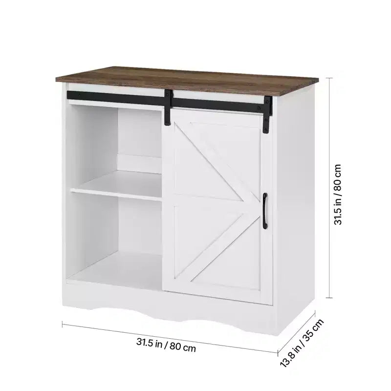 Meuble bar à café VEVOR, armoire de bar à café de style rustique de 80 x 35 x 80 cm avec rangement à 3 niveaux, table de bar à café avec porte de grange, blanc