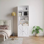 Bibliothèque en bois de ferme à 6 étagères de 181 cm avec portes, meuble de rangement industriel pour chambre à coucher, salon et bureau