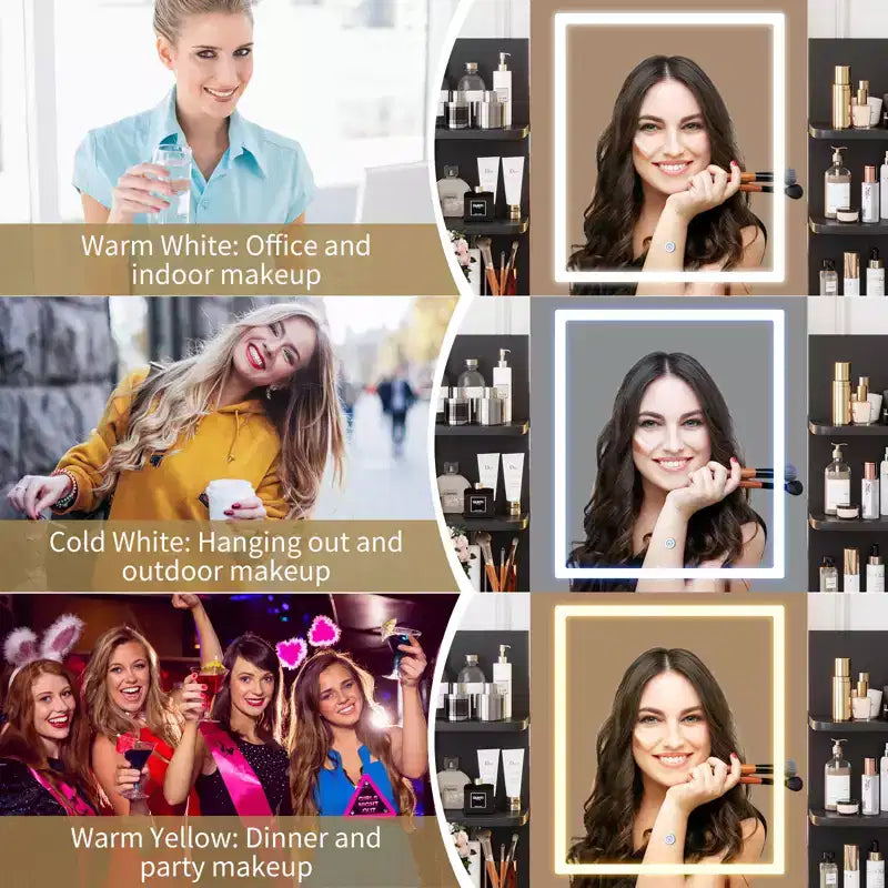Coiffeuse avec Lumières Miroir LED à Trois Modes et Station de Chargement Coiffeuse de Maquillage avec 6 Étagères, 2 Tiroirs et Tabouret Rembourré Doux