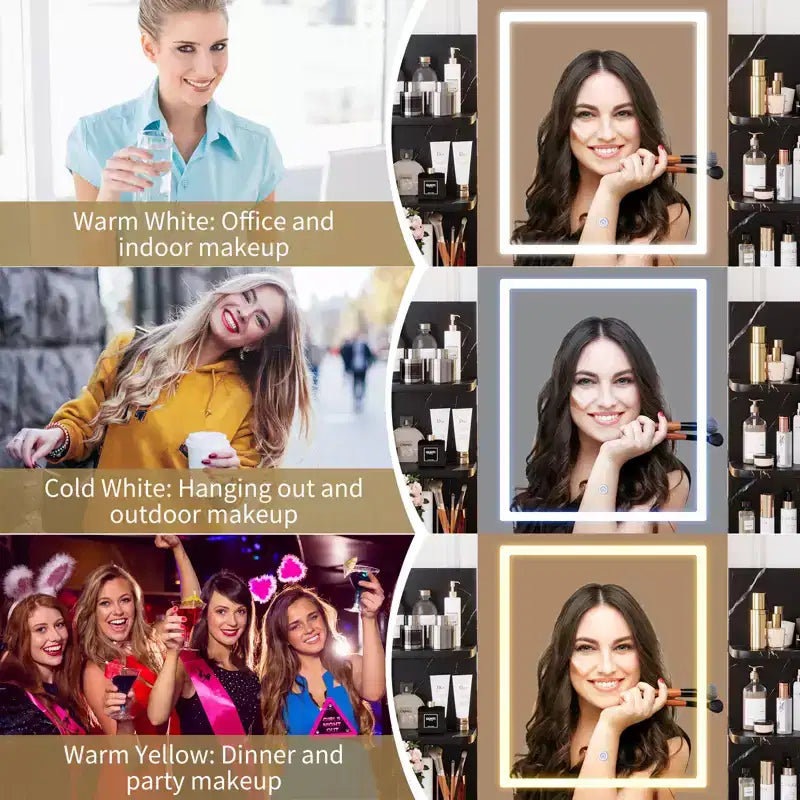 Coiffeuse avec Lumières Miroir LED à Trois Modes et Station de Chargement Coiffeuse de Maquillage avec 6 Étagères, 2 Tiroirs et Tabouret Rembourré Doux