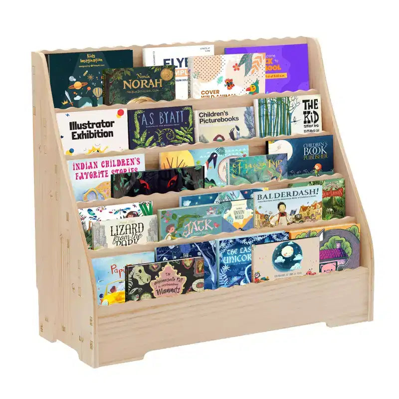 Étagère à livres pour enfants à 5 niveaux avec rangement, étagère de présentation pour tout-petits, support à livres, organisateur de livres d'histoires multifonctionnel, étagère à livres de peinture pour chambre d'enfant