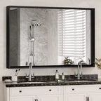 Acekool Miroir de salle de bain 40x30 pouces, miroir mural rectangulaire moderne avec cadre en métal, coins carrés, pour salon et entrées 40x30in