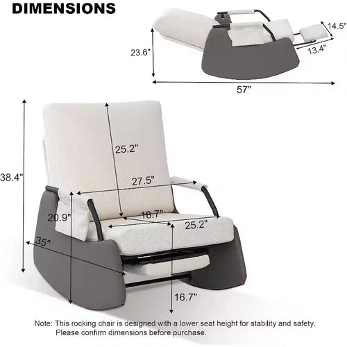 Fauteuil planeur 3 positions Acekool - Fauteuil à bascule pliable avec repose-pieds escamotable