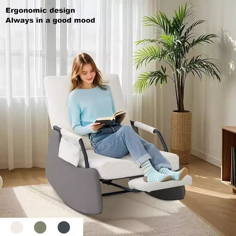 Fauteuil planeur 3 positions Acekool - Fauteuil à bascule pliable avec repose-pieds escamotable