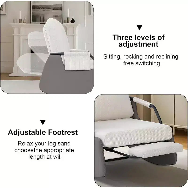 Fauteuil planeur 3 positions Acekool - Fauteuil à bascule pliable avec repose-pieds escamotable