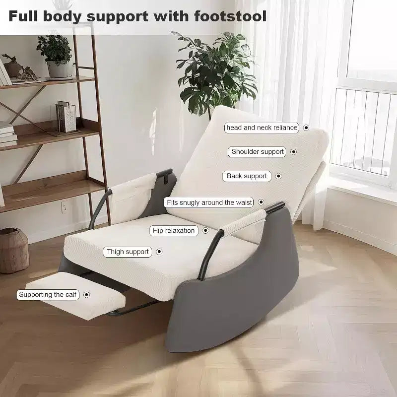 Fauteuil planeur 3 positions Acekool - Fauteuil à bascule pliable avec repose-pieds escamotable