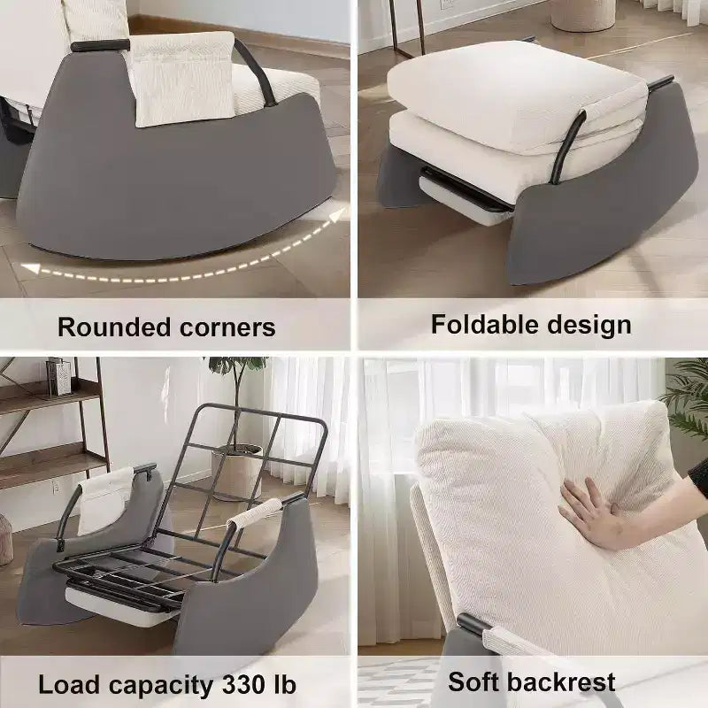 Fauteuil planeur 3 positions Acekool - Fauteuil à bascule pliable avec repose-pieds escamotable