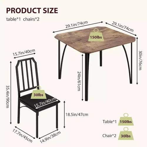 Ensemble table et chaises de salle à manger 3/5 pièces pour 2/4 personnes, petite table de cuisine avec chaises rembourrées, ensemble de 2/4 chaises de table de cuisine, idéal pour la maison