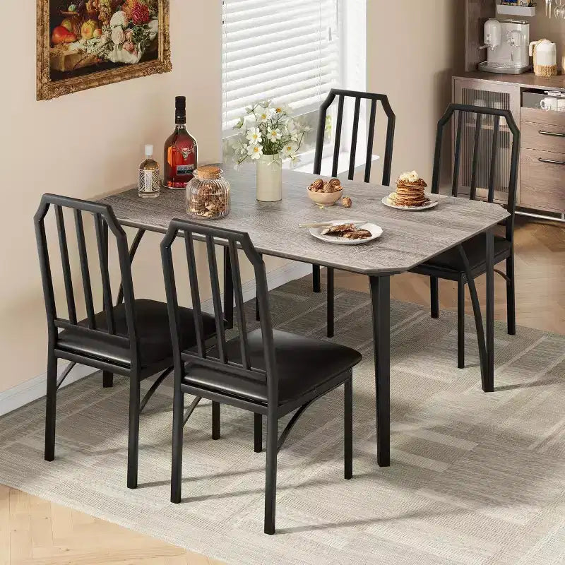 Ensemble table et chaises de salle à manger 3/5 pièces pour 2/4 personnes, petite table de cuisine avec chaises rembourrées, ensemble de 2/4 chaises de table de cuisine, idéal pour la maison
