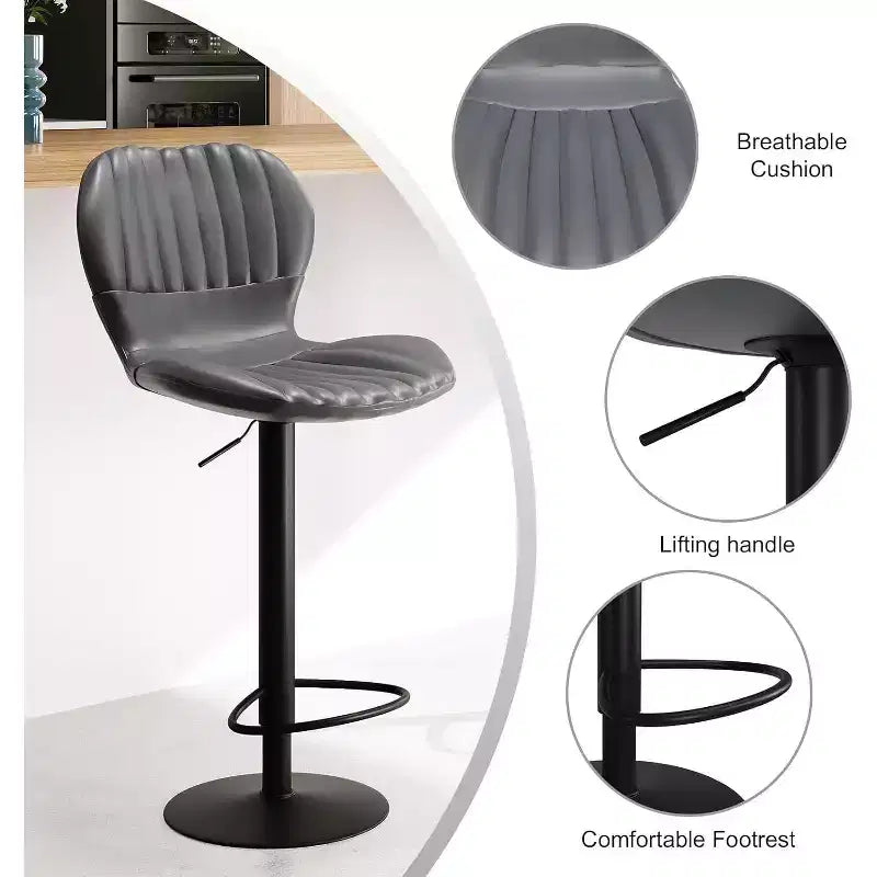 Tabourets de bar pivotants à hauteur de comptoir, Chaises de bar de cuisine avec dossier et accoudoirs, Tabourets de bar de salle à manger pour bar, cuisine, salle à manger