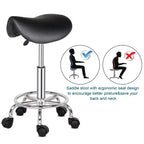 Tabouret de selle réglable en hauteur noir avec roulettes, chaise de salon, utilisation en atelier ou à la maison
