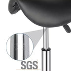 Tabouret de selle réglable en hauteur noir avec roulettes, chaise de salon, utilisation en atelier ou à la maison