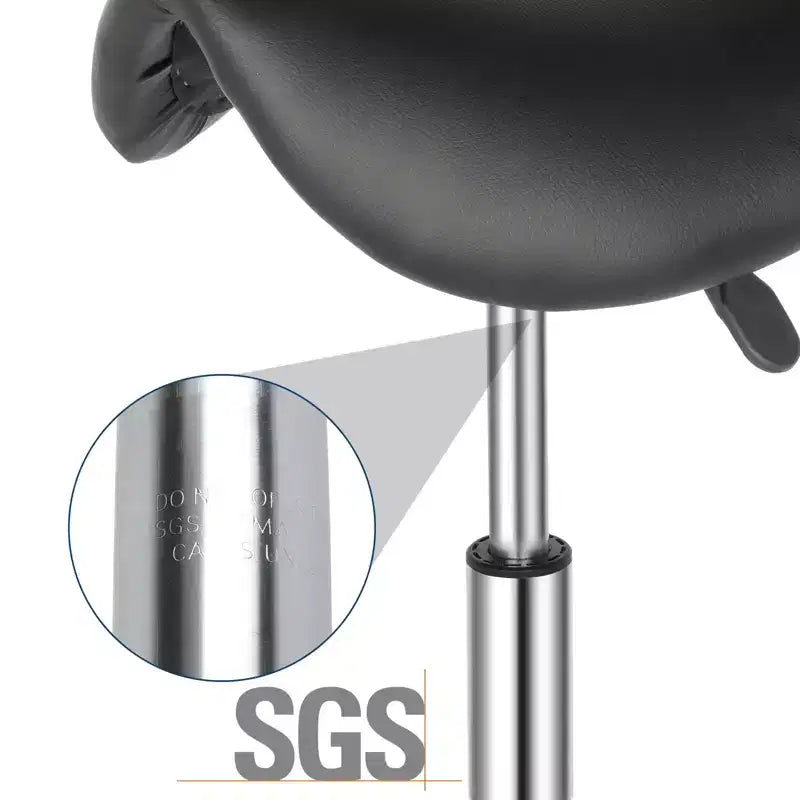Tabouret de selle réglable en hauteur noir avec roulettes, chaise de salon, utilisation en atelier ou à la maison