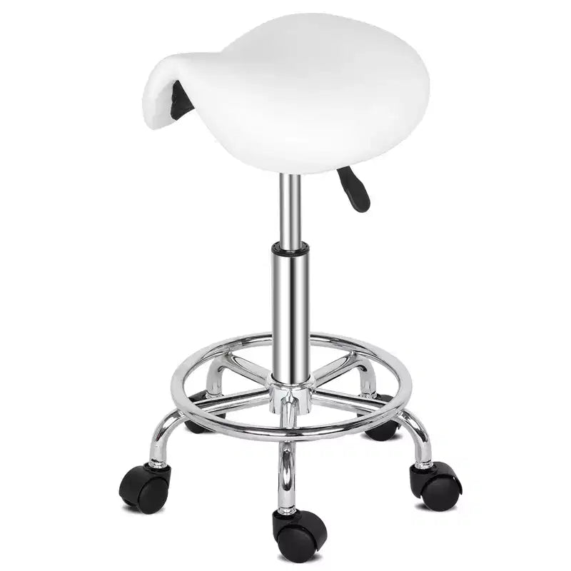 Tabouret de selle réglable en hauteur noir avec roulettes, chaise de salon, utilisation en atelier ou à la maison