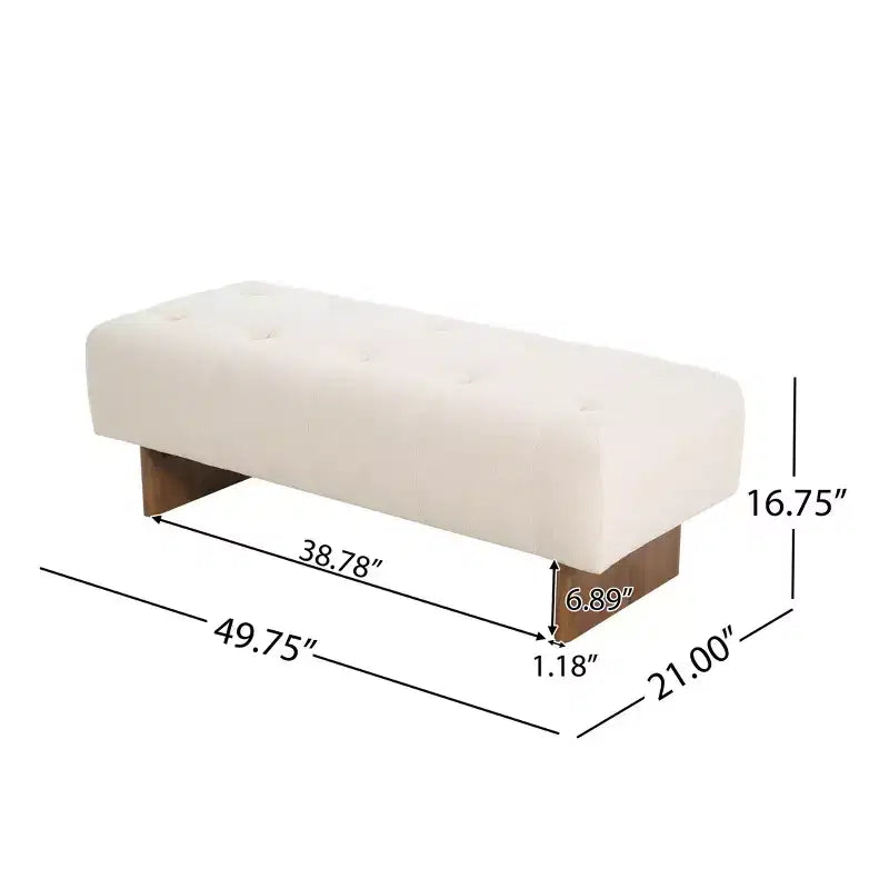 Christopher Knight Home Korin Modern Rubberwood Linen Upholstered Tufted Bench