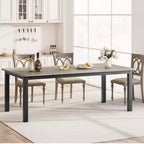 Table de cuisine de 199,9 cm de long pour 6 à 8 personnes, grandes tables à manger rectangulaires, tables de restaurant industrielles avec cadre métallique robuste (table uniquement)