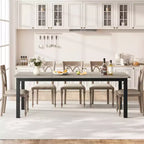 Table de cuisine de 199,9 cm de long pour 6 à 8 personnes, grandes tables à manger rectangulaires, tables de restaurant industrielles avec cadre métallique robuste (table uniquement)